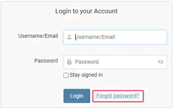 Enter login credentials and select “Forgot password”